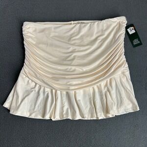 Wild Fable Skort Women L Cream Ruched Ruffle Mini Skirt Built-in Shorts NWT